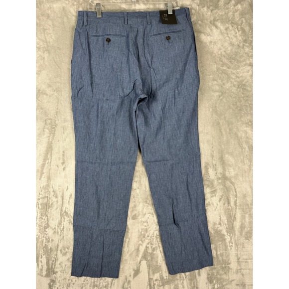Banana Republic Slim Fit Linen Blend Dress Pants Mens 33x32 Blue Chino Trousers - Picture 2 of 8